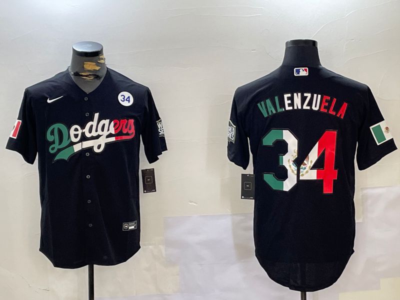 Men Los Angeles Dodgers 34 Valenzuela Black Game 2024 Nike MLB Jersey style 112020